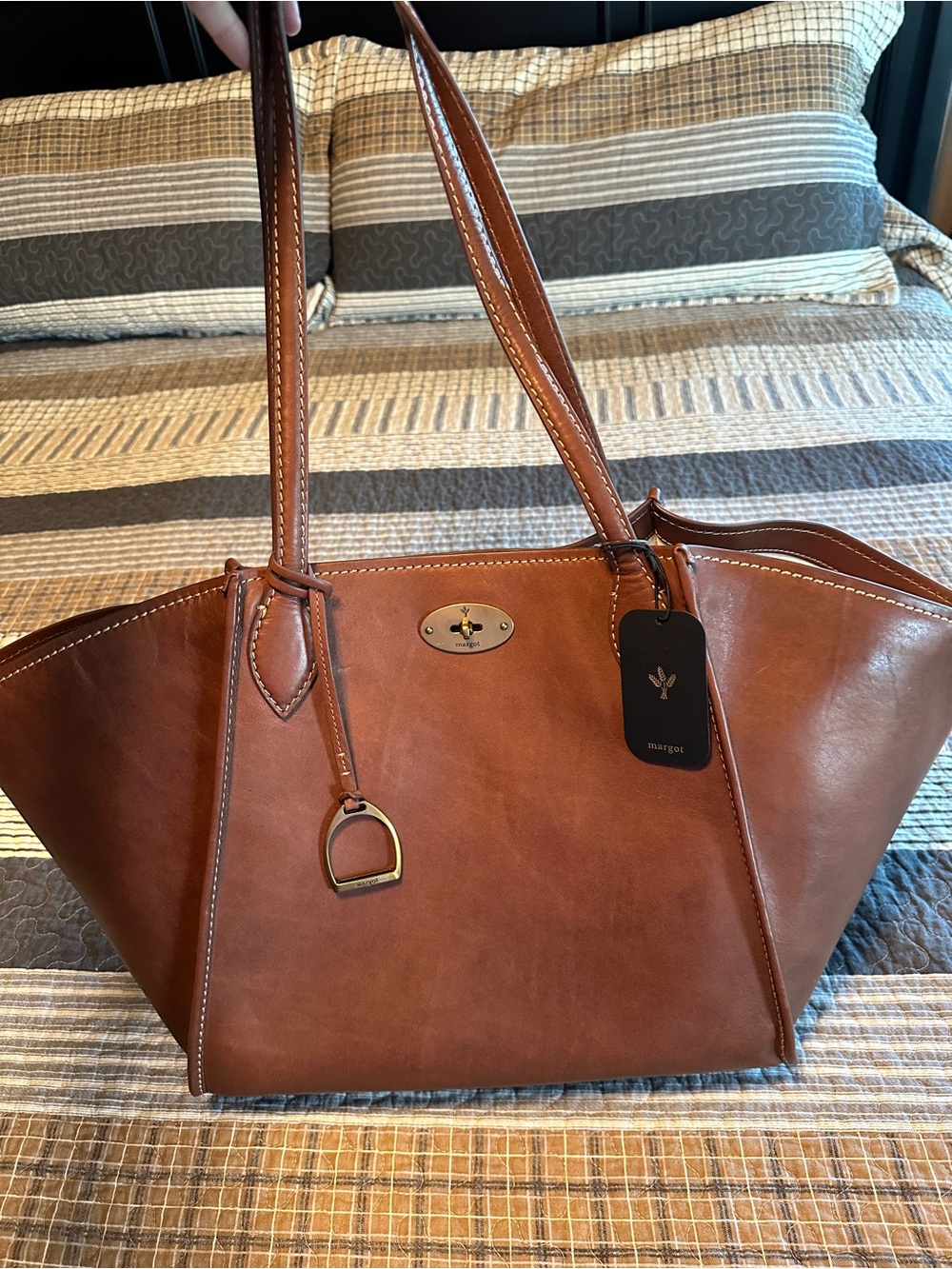 Margo New York Phoebe Leather Tote Bag in Cognac
